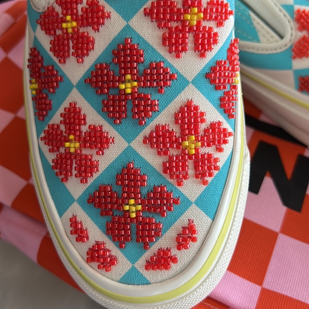 Shoes-Gucci X Vans SOLD OUT Blue Beaded Slip-on. NIB UNISEX Women’s 7.5 /Men’s 6 - Picture 15 of 17